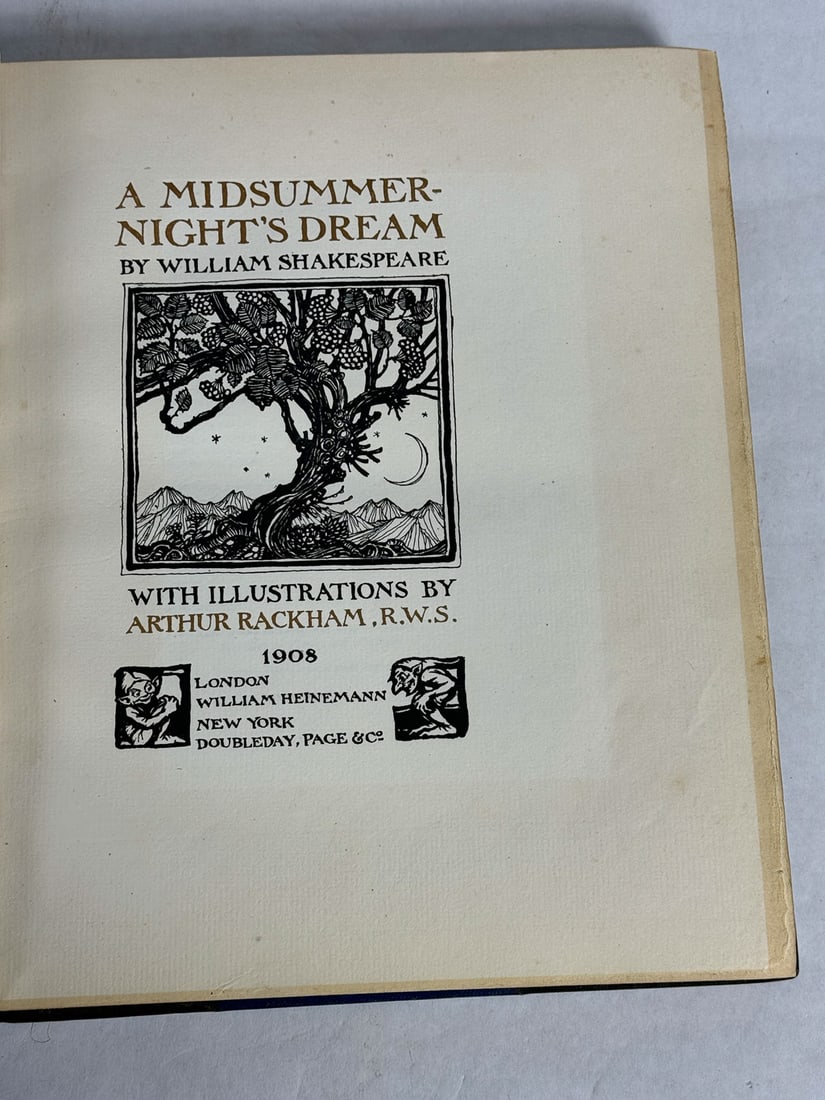 ARTHUR RACKHAM "A MIDSUMMER NIGHTS DREAM" SIGNED FIRST EDITION, 502/1000: ARTHUR RACKHAM "A MIDSUMMER NIGHTS DREAM" COMPLETE SIGNED FIRST EDITION, 502/1000