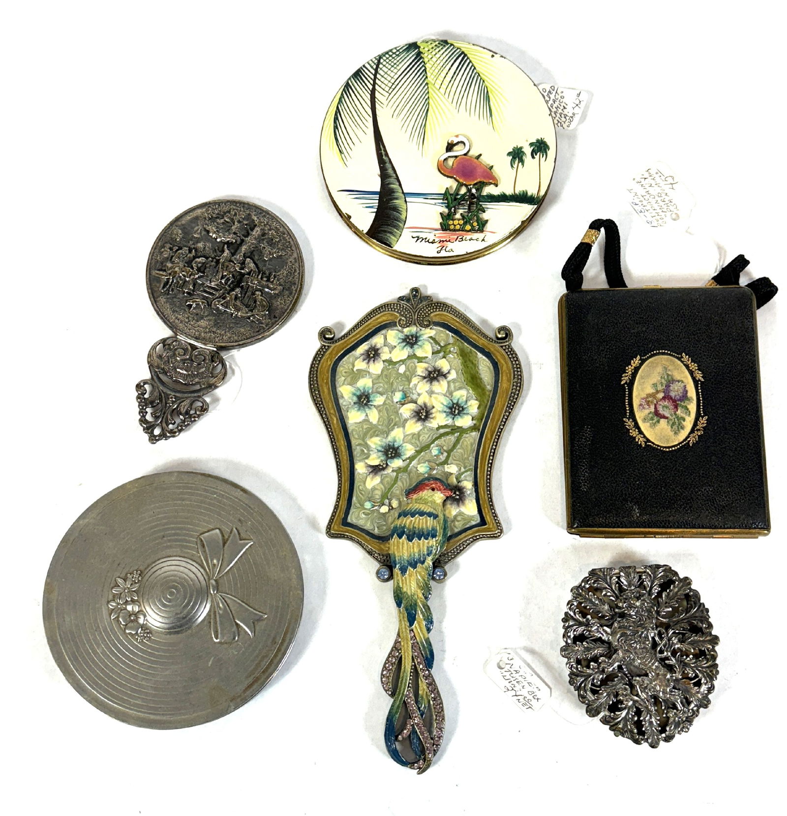 ENAMELED HAND MIRROR AND VINTAGE COMPACTS (1 of 4)