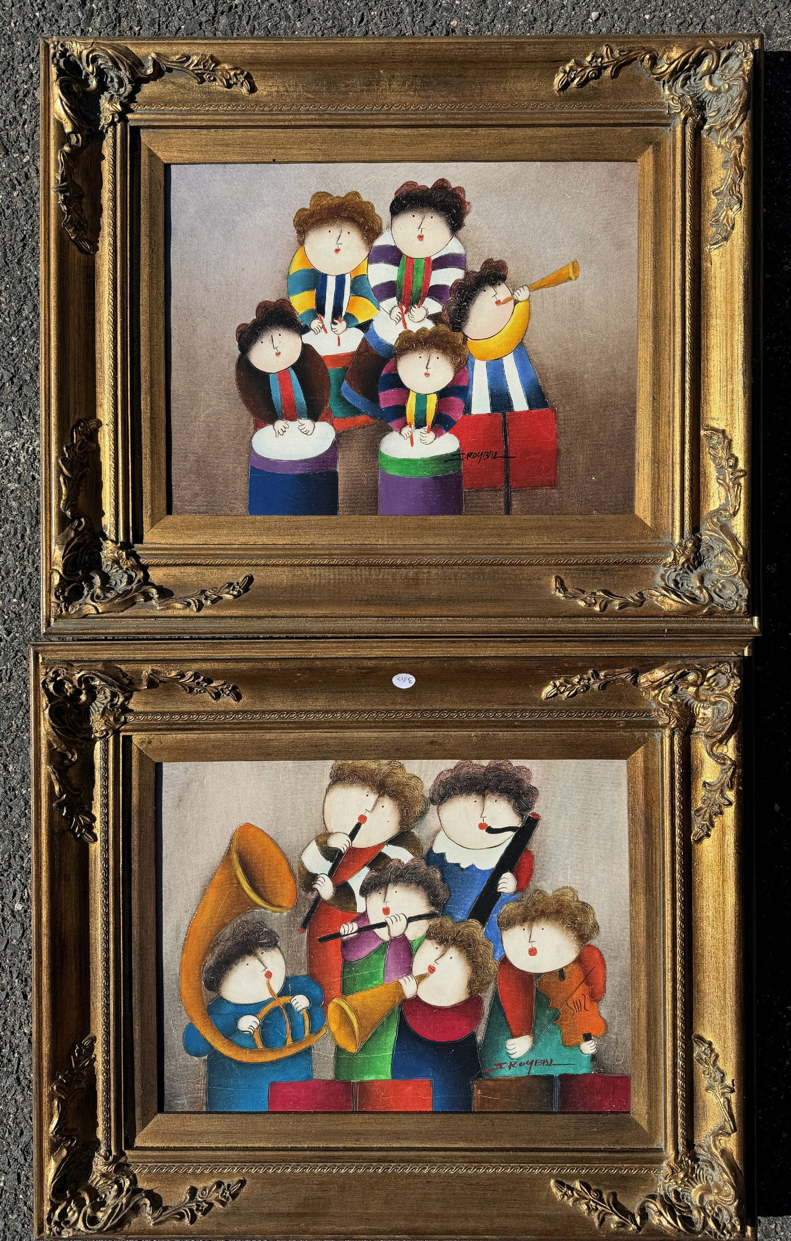 J. ROYBAL PAIR OF PAINTINGS OF CHILDREN PLAYING INSTRUMENTS 20" X 24" FRAMED, 11.5" X 15.5 " SIGHT (1 of 8)