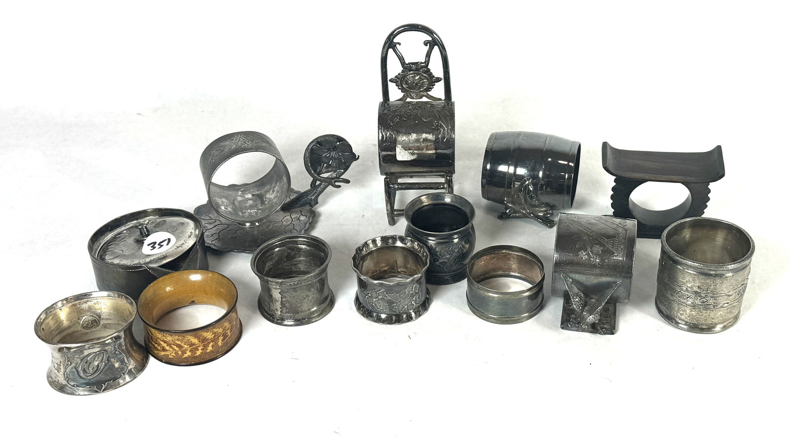 13 MOSTLY SILVER PLATE  VICTORIAN NAPKIN RINGS 5" AND SMALLER (1 of 9)