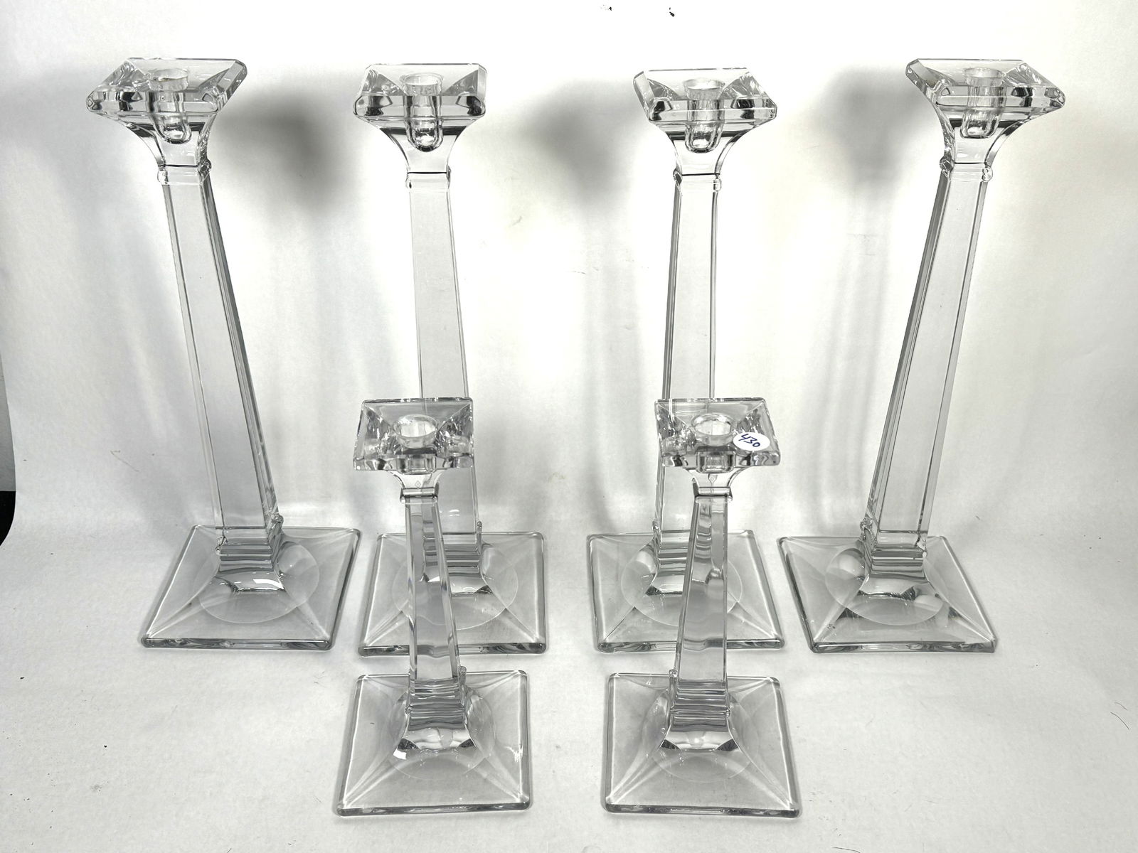 3 LARGE PAIRS HEISEY CANDLESTICKS. 15" AND 9" (1 of 2)
