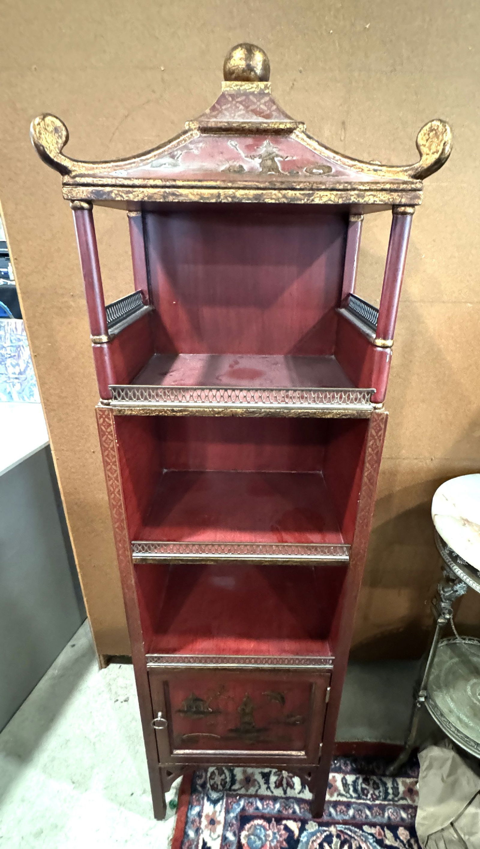 CHELSEA HOUSE STYLE PAINTED CHINESE CABINET. 58" X 15" X 13" (1 of 6)