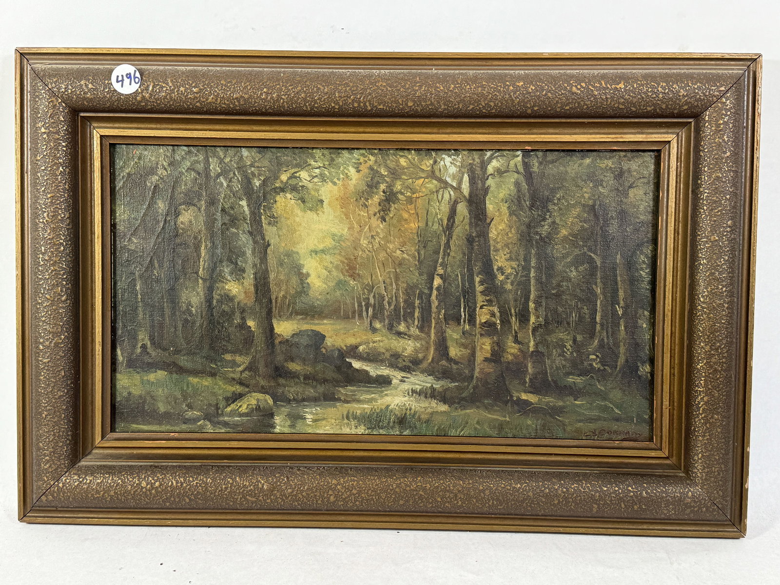 EV CONRADY (DUTCH)OIL PAINTING OF A CREEK. 19.5" X 13.5" (1 of 8)