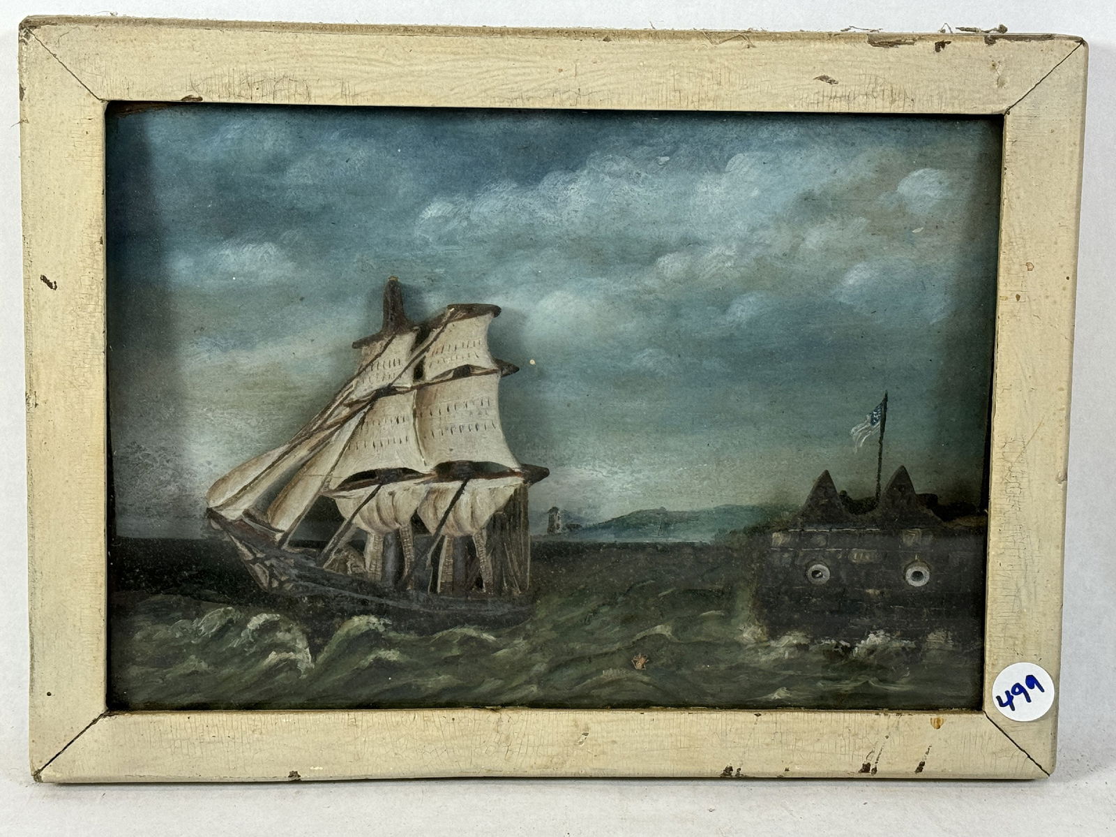 JOHN JAMES BERNKLOW  SHADOWBOX PAINTING, "FORT POND BAY " LONG ISLAND NEW YORK 19009.5" X 12" (1 of 6)