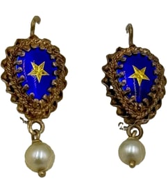 PAIR OF 14K ENAMELED EARRINGS, 3.8 GRAMS