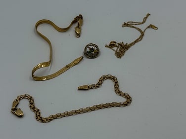 2 14K GOLD BRACELETS AND 1 NECKLACE, 7.19 GRAMS