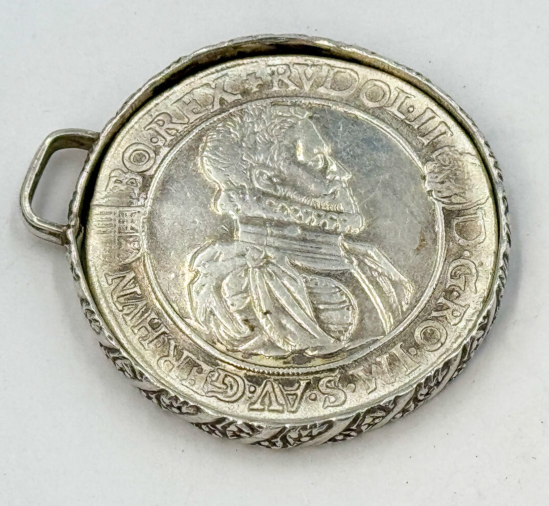 1583 SILVER TALER(HUNGARY) SET IN PENDANT: 1583 SILVER TALER(HUNGARY) SET IN PENDANT