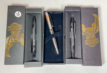 3 HARLEY DAVIDSON PENS IN ORIGINAL BOXES