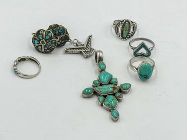 STERLING SILVER AND TURQUOISE LOT