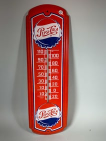 PEPSI COLA ADVERTISING THERMOMETER, 27" X 8.5"