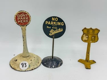 3 1930S MINIATURE SIGNS INCLUDES BUICK, 5", 4.5", 3.5"