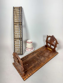 A BOOK SLIDE ON ABACUS AND A PARIS EXPO MATCH STRIKE, 16" X 5" AND SMALLER