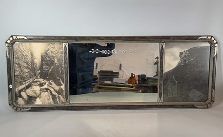 CARLTON WATKINS PHOTOGRAPHS MOUNTED IN AN ART DECO MANTLE MIRROR  , 17" X 45"