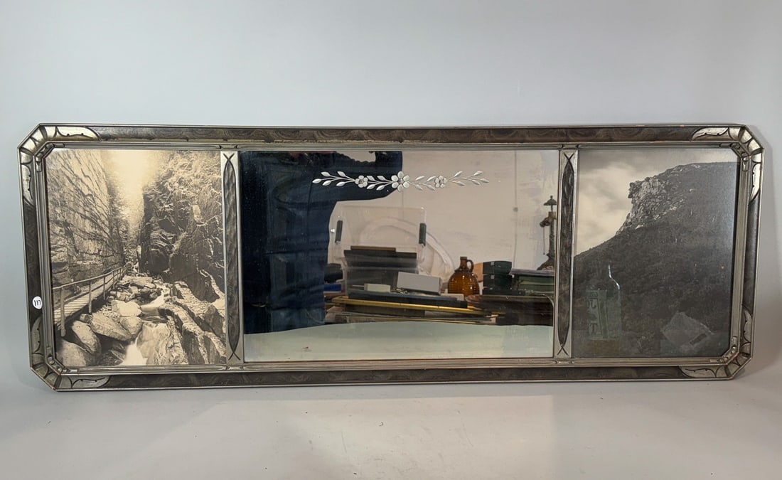 CARLTON WATKINS PHOTOGRAPHS MOUNTED IN AN ART DECO MANTLE MIRROR  , 17" X 45" (1 of 4)