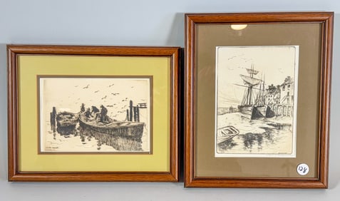 2 PAUL F BERDANIER SIGNED PRINTS, 11.5" X 9.5" AND 5.5" X 7"
