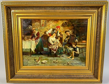 J DAVIDSON DECORATIVE PAINTING IN FRAME, 20TH CENTURY. 19.5" X 24" FRAMED AND 11.5" X 16" SIGHT