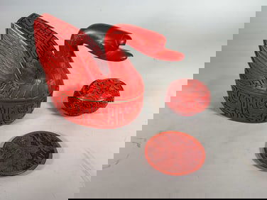 3 PIECES CINNABAR, 11" X 8" AND SMALLER