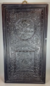LARGECARVED WOOD CHINESE WALL PANEL, 24" X 44"
