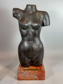 HENNY BACKUS NUDE CLAY BUST #1/12. 10" X 6" X 17" EXCLUDING PEDESTAL