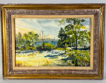 RUTH RICHARDS WATERCOLOR LANDSCAPE, 21.5" X 29.5" FRAMED AND 13.5" X 21" SIGHT