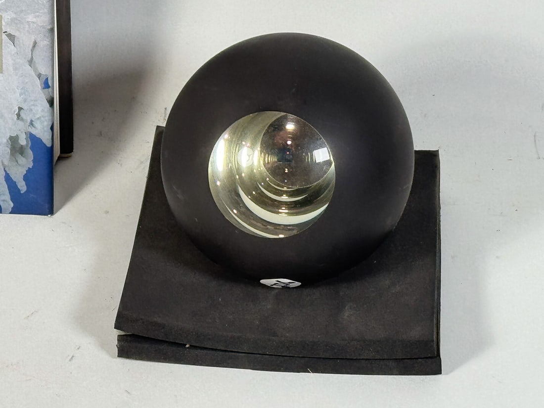 OLAFUR ELIASSON MODERN SCULPTURE W/ STUDIO BOOK, 5" DIAMETER: OLAFUR ELIASSON MODERN SCULPTURE W/ STUDIO BOOK, 5" DIAMETER