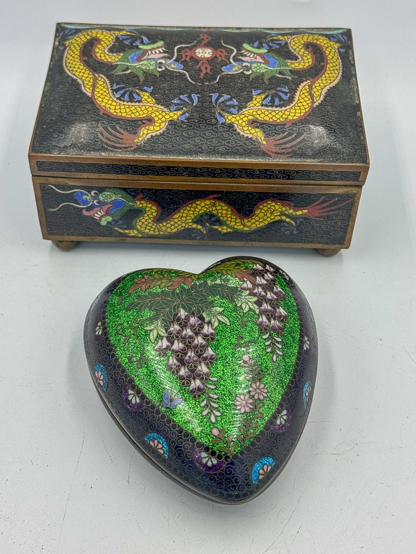 2 CHINESE CLOISSONE BOXES 7" X 5" AND SMALLER (1 of 5)