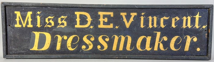 ANTIQUE WOOD DRESS MAKER SIGN, 10" X 36"