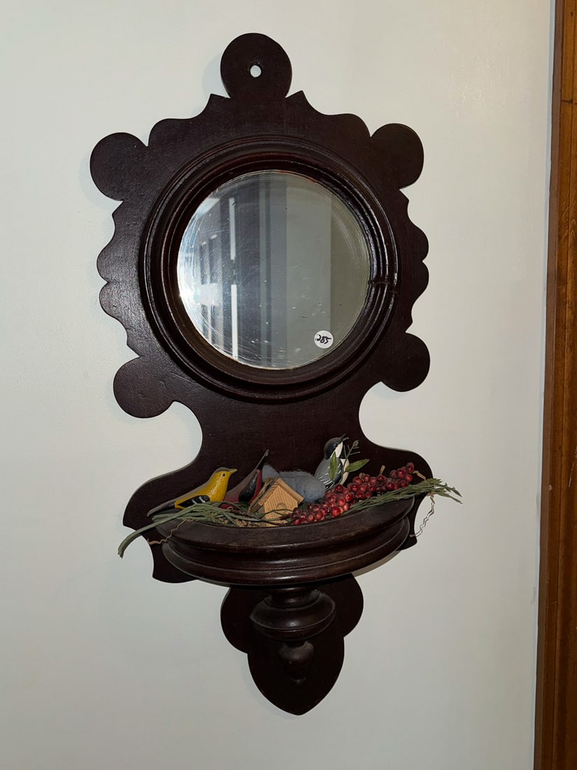 VICTORIAN WALNUT WALL MIRROR, 30" X 14" X 7" (1 of 2)