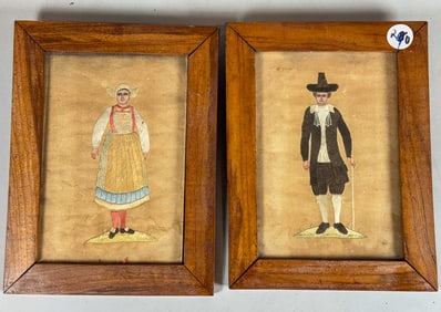 2 DUTCH NEEDLEPOINT PORTRAITS, 8" X 6"