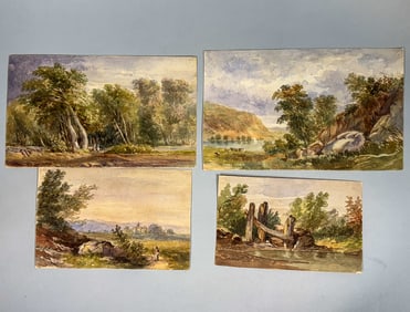 4 ENGLISH WATERCOLORS, UNSIGNED, 10" X 6" AND SMALLER