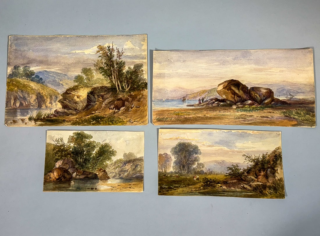 4 ENGLISH WATERCOLORS, UNSIGNED, 12" X 6" AND SMALLER (1 of 5)