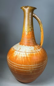 LARGE SIGNED MCM POTTERY PITCHER, 21" X 11"