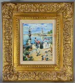 E. BOYLE 20TH CENTURY PAINTING ON BOARD SIGNED E. BOYLE, 18" X 20" FRAMED AND 8" X 10" SIGHT