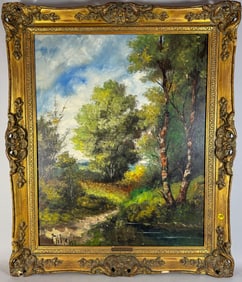 GINO MILANI LANDSCAPE WITH TREES MID 20TH CENTURY, 30" X 36"FRAMED AND 23" X 29" SIGHT