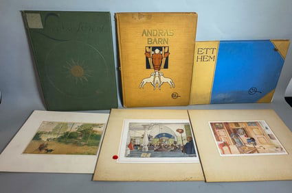 3 CARL LARSON ART FOLIO BOOKS, 17" X 14" AND SMALLER