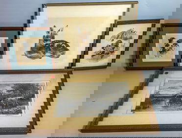 4 ANIMAL THEMED PRINTS, 20.5" X 15.5" AND SMALLER