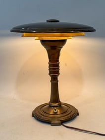 MIDCENTURY MODERN TABLE LAMP, LEROY C. DOANE. 12" DIAMETER X 15" TALL