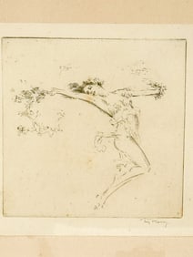 TROY KINNEY PENCIL SIGNED PRINT "SOUL VINE DANCER" 13.5" X 13" FRAMED AND 8" X 7.5"