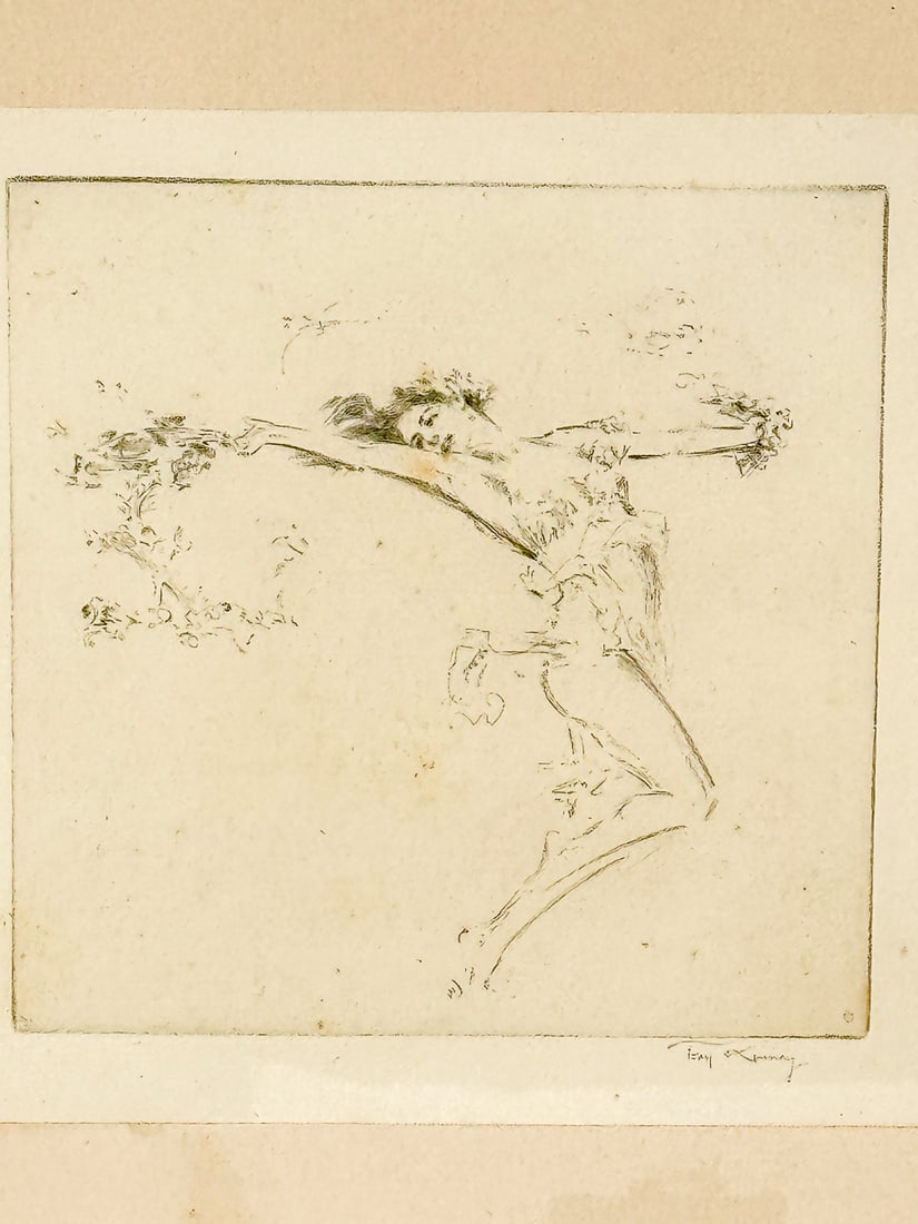 TROY KINNEY PENCIL SIGNED PRINT "SOUL VINE DANCER" 13.5" X 13" FRAMED AND 8" X 7.5" (1 of 4)