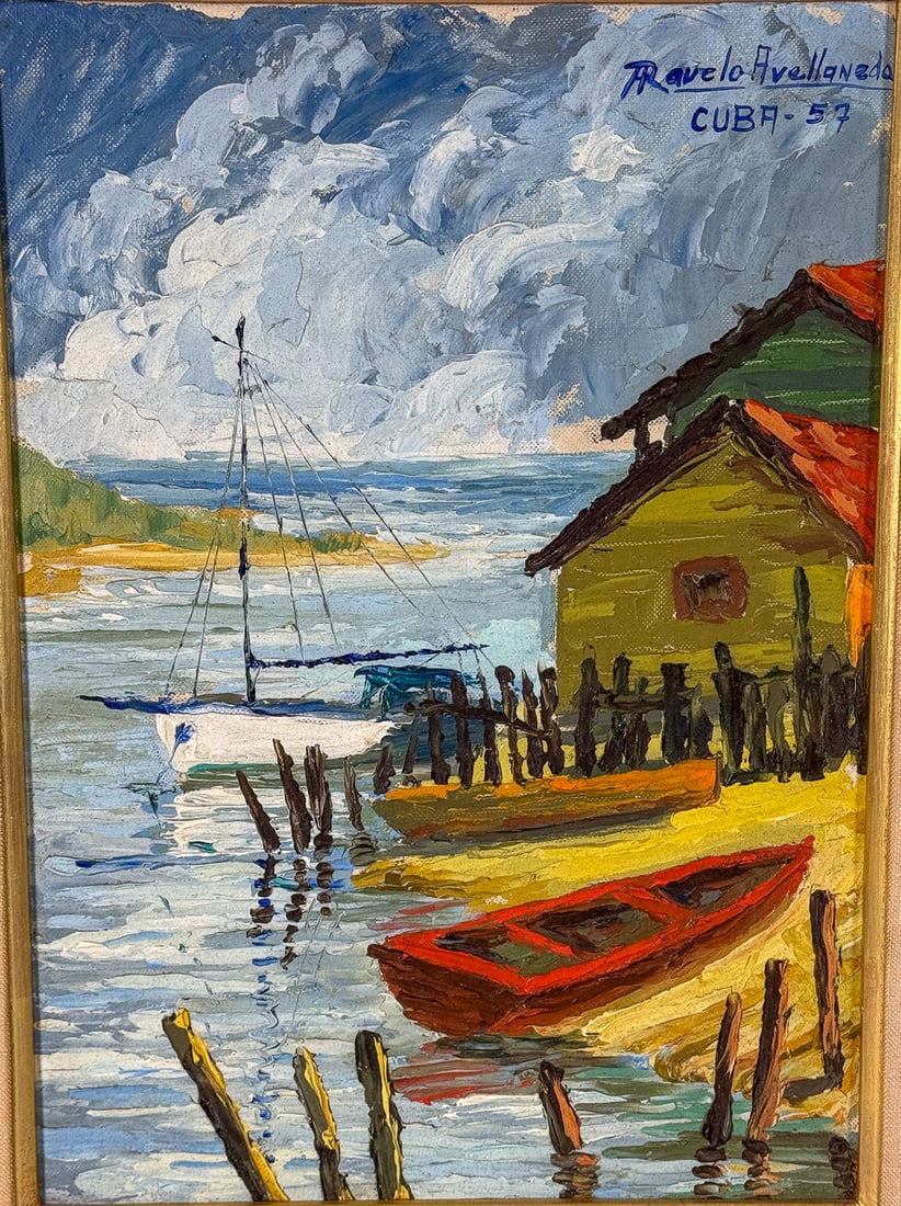 ARNALDO RAVELO DE AVELLANEDA (1928 - 1979) FLORIDA, NY, CUBA. 15" X 19" FRAMED AND 9.5" X 13.5" (1 of 4)
