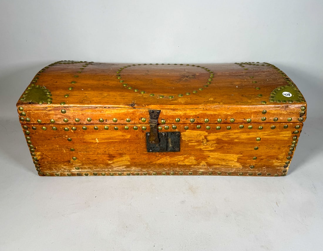 ANTIQUE REFINISHED TRUNK, 24" X 12" X 9": ANTIQUE REFINISHED TRUNK, 24" X 12" X 9"