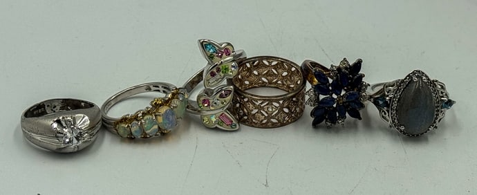 2 STERLING SILVER RINGS W/ STONES