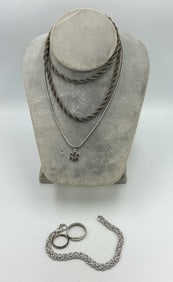 4 PIECES STERLING SILVER JEWELRY