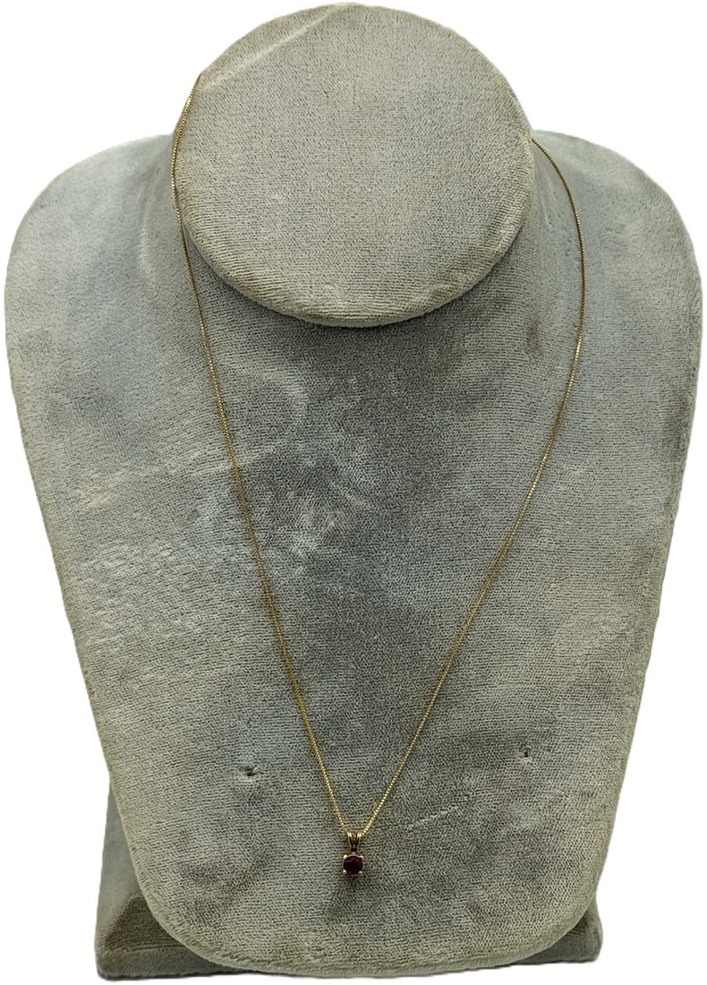 A 14K GOLD AND RUBY CHAIN AND PENDANT, 1.35 GRAMS (1 of 5)