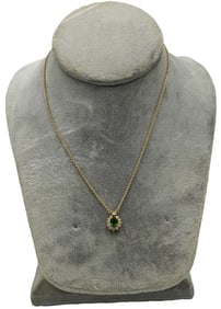 A 14K GOLD PENDANT NECKLACE W/ EMERALDS AND DIAMONDS, 4.19 GRAMS