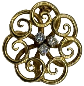 A 14K GOLD PIN W/ DIAMONDS, 3.45 GRAMS