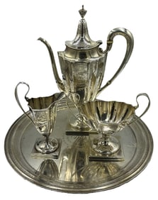 STERLING SILVER TEA SET W/ TRAY 46.2 TO