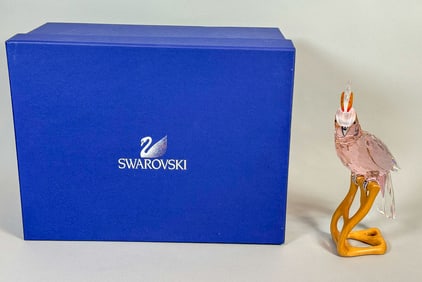 SWAROVSKI "RED COCKATOO" CRYSTAL FIGURINE W/ BOX 9.5"T