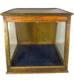 ANTIQUE OAK DISPLAY CASE, 22" X 23" X 25"