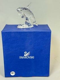 SWAROVSKI CRYSTAL "KILLER WHALE" MIB, A7644NR000009. 4.5" X 4.5"